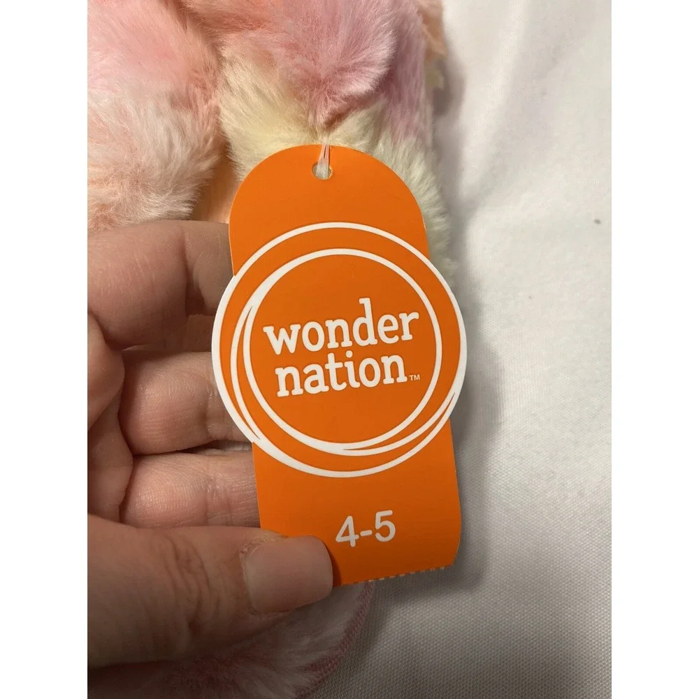 wonder nation girls fuzzy sandal open toe slippers with‎ hard sole size 4 5